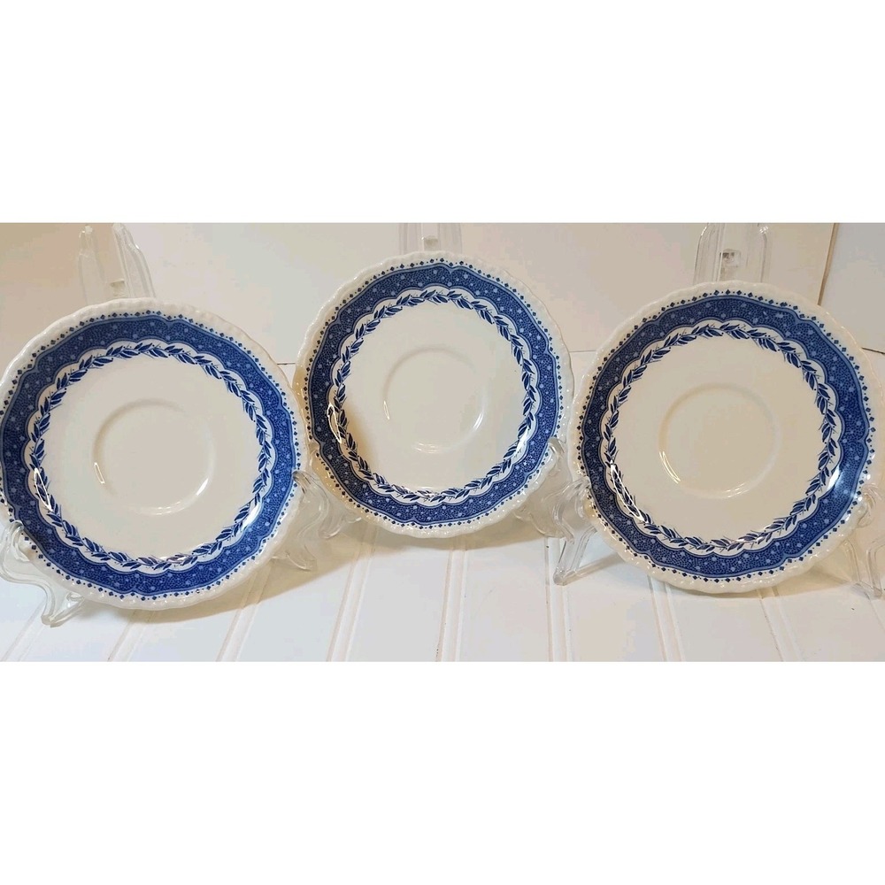 3 Grindley Stratford England Avon Blue Saucers Discontinued Earthenware Vintage